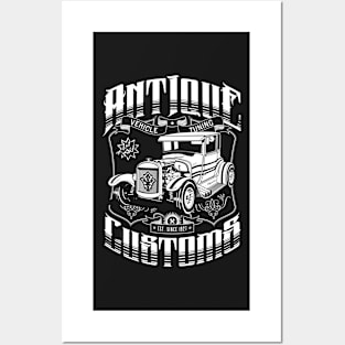 Hot Rod - Antique Customs (white) Posters and Art